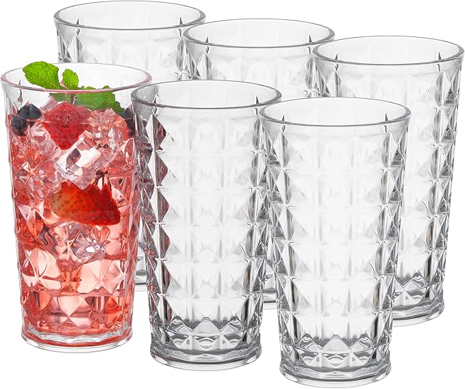 KLIFA- CUPID- 21 ounce, Acrylic Drinking Glasses Highball, Stackable Plastic by KLIFAHome