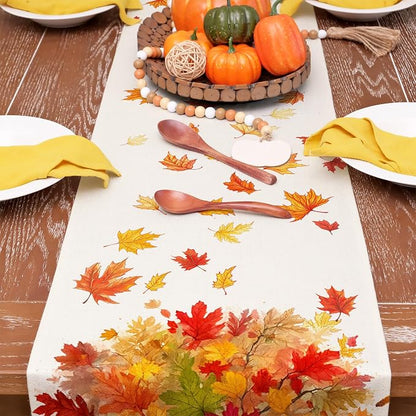 Fall Table Runner 13 x 120 Inch, Maple Leaves Autumn Farmhouse Decor - Image 6