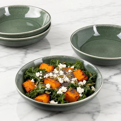AmorArc 8.5’’ Ceramic Pasta Bowls Set of 4, 36oz Large Stoneware Bowls Set | - Image 4