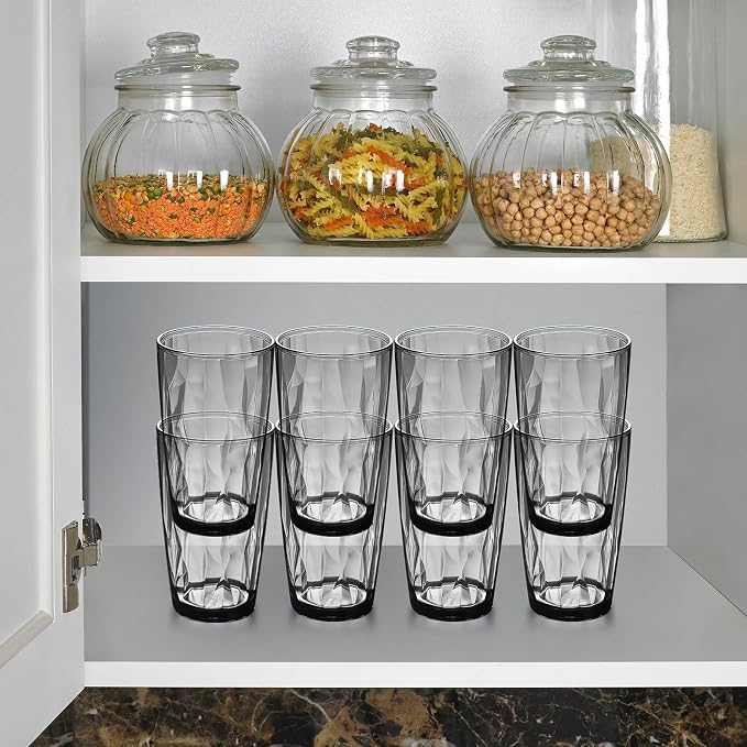 Top-spring 16 Oz Reusable Plastic Water Tumbler 8pcs Smoky Gray BPA Free | - Image 7