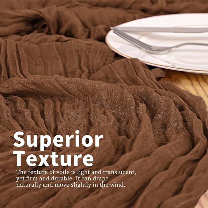 4 Pack Brown Table Runner 17 x 108inch Cheesecloth Table Runner Boho Gauze - Image 2