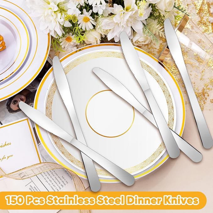 150 Pcs Dinner Knives Butter Knife Bulk 8.3 Inches Stainless Steel Knives - Image 2