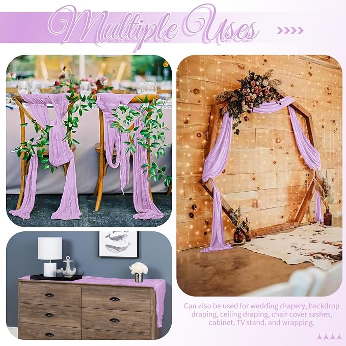 25 Pack Lavender Table Runner 17 x 108inch Cheesecloth Table Runner Boho Gauze - Image 5