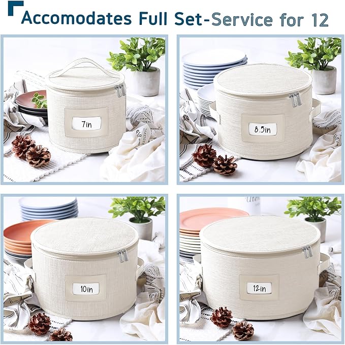Fine China Storage Containers, 5 Piece Quilted Dish Storage Containers - Image 2