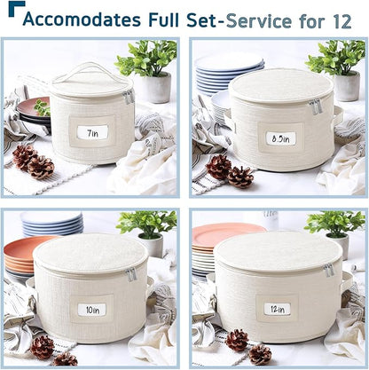 Fine China Storage Containers, 5 Piece Quilted Dish Storage Containers - Image 2