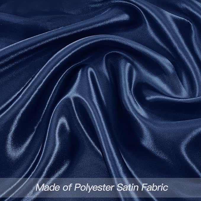 P Pothuiny 24 Pcs Navy Blue Satin Napkins 17 x 17 Inch, Satin Cloth Napkins | - Image 4