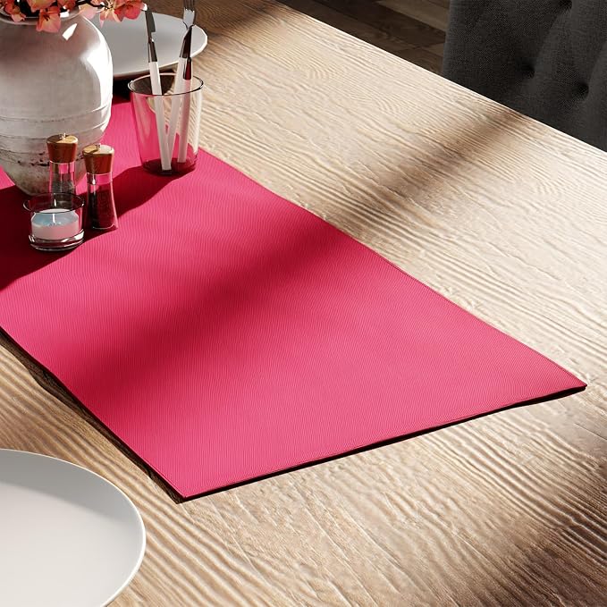 Encasa XO Table Runner, Cotton Canvas Dining Runner 13"x36" | Hot Pink by EncasaXO