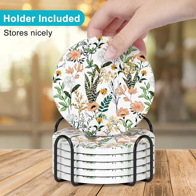 Coasters for Drinks, Kitchen Home Decor Housewarming Gift, Round 4 in - Image 5