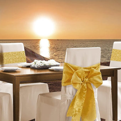 Manyshofu Gold Jacquard Satin Table Runner 12x108 - Image 5