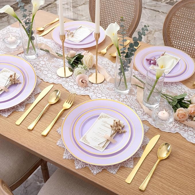 350PCS Purple Plates Disposable - Image 4
