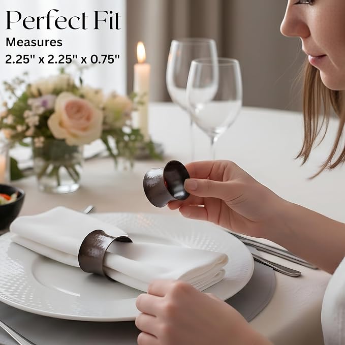 Decorative Metal Drum Napkin Rings Set of 12 - Image 3