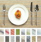 Placemats Set of 8 Vinyl/Plastic Woven Place Mats for Kitchen Table Indoor/Outdoor Washable Placemat Wipeable Dining Table Mats (Aurora Gold,8)