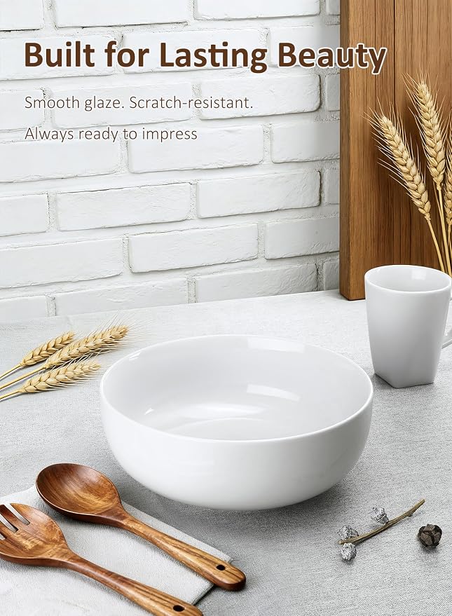 Pasta Serving Bowls 120 Ounce 9.7” Large Serving Bowls, Porcelain Salad Bowls - Image 8