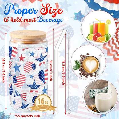Sliner 2 Pcs Patriotic Glass Cups 4th of July Gifts Tumbler - Image 6