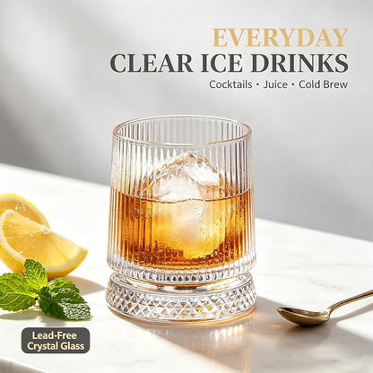 360° Rotating Whiskey Glasses Set of 2, Vintage Crystal Tumblers - Image 4