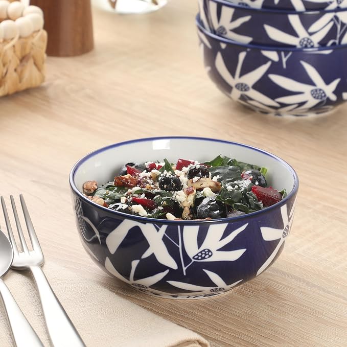 Gibson Home Ivory Estate 4-Piece Cereal Bowl Set, 5.5 Inch Round Stoneware Bowls - Image 3