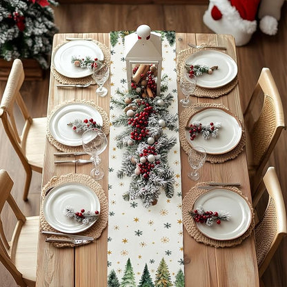 Christmas Table Runner 13x90 Inch, Xmas Tees Snowflakes Holiday Decorative - Image 4