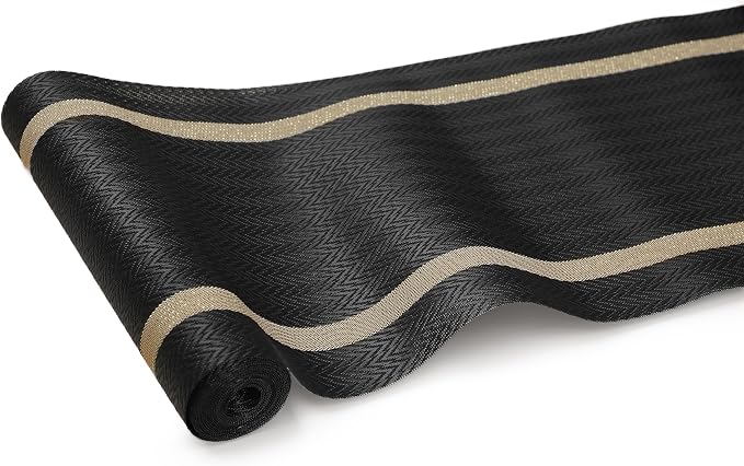 FAVE Woven Vinyl Table Runner 90x12 Inch Black - Image 7