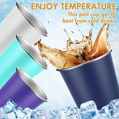 Mimorou 20 Pack 16 oz Stainless Steel Pint Cups Metal Cups Unbreakable Drinking - Image 4