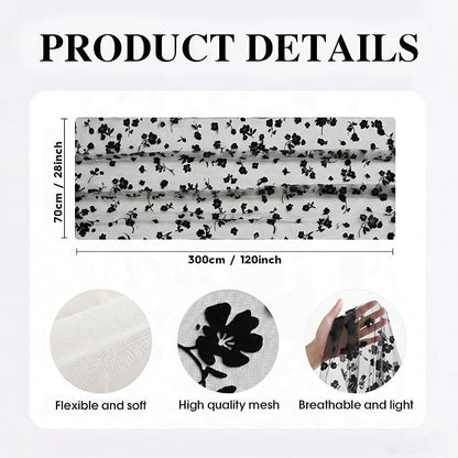 Artoid Mode Black Gauze Flocking Flowers Table Runner 10FT, Halloween Sheer - Image 7