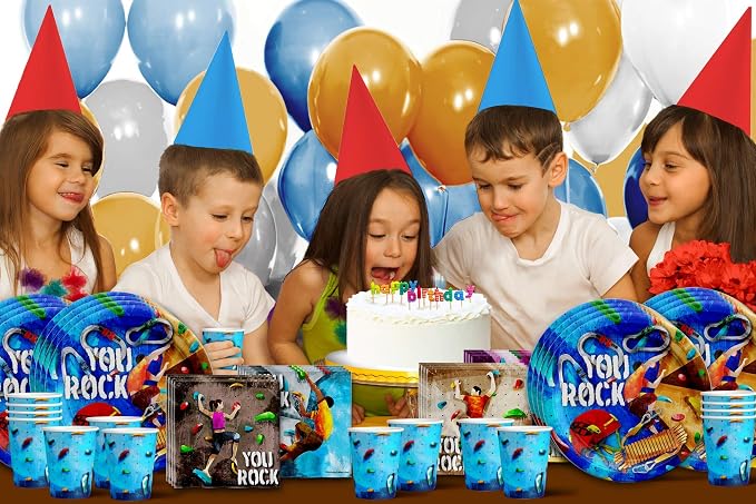 Rock Climbing Party Supplies Set Plates Napkins Cups Tableware Kit - Image 7
