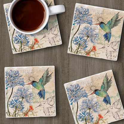 Thirstystone Hummingbird Study 4 Pack Tumbled Tile Stone Coasters | 4" Square - Image 4