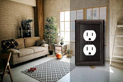 Henne Bery Sunken Pearls Heavy Duty Decorative Wall Plate Switch Plate Outlet Cover (Single Duplex, 2 Pack, Aged Bronze)