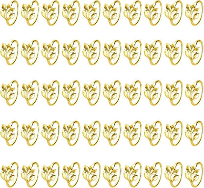 100 Pcs Gold Leaf Napkin Rings Set, Metal Napkin Ring Holders Buckles by FHUIEWRY