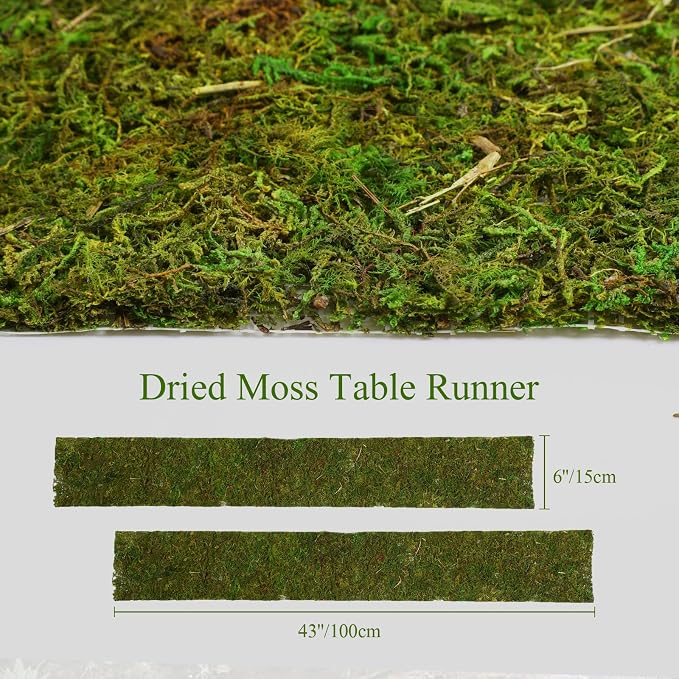 Dried Moss Table Runner Preserved Moss Mat Artificial Green Moss Roll - Image 3
