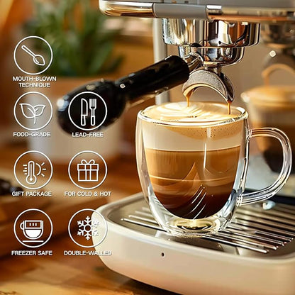 8 Ounces Set of 4 Double Walled Glass Coffee Mugs - Image 3