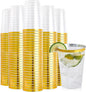 FOCUSLINE 200 Pack 12 oz Gold Rimmed Plastic Cups, Heavy-duty & Fancy by FOCUSLINE