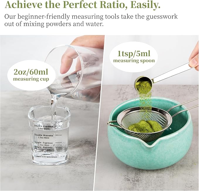 YIBO Matcha Whisk Set, Matcha Kit Bamboo Whisk and Ceramic Bowl - Image 3