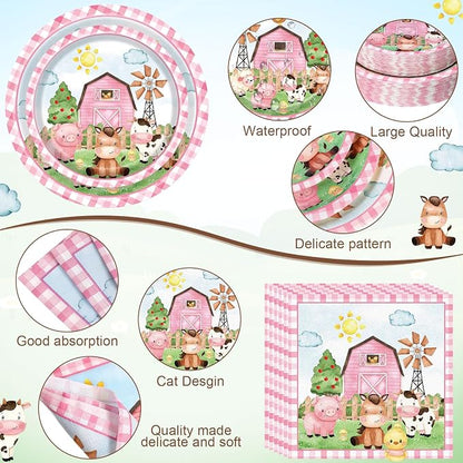Funnymoom 250 Pcs Farm Animals Themed Party Decorations Barn Animal Paper - Image 3