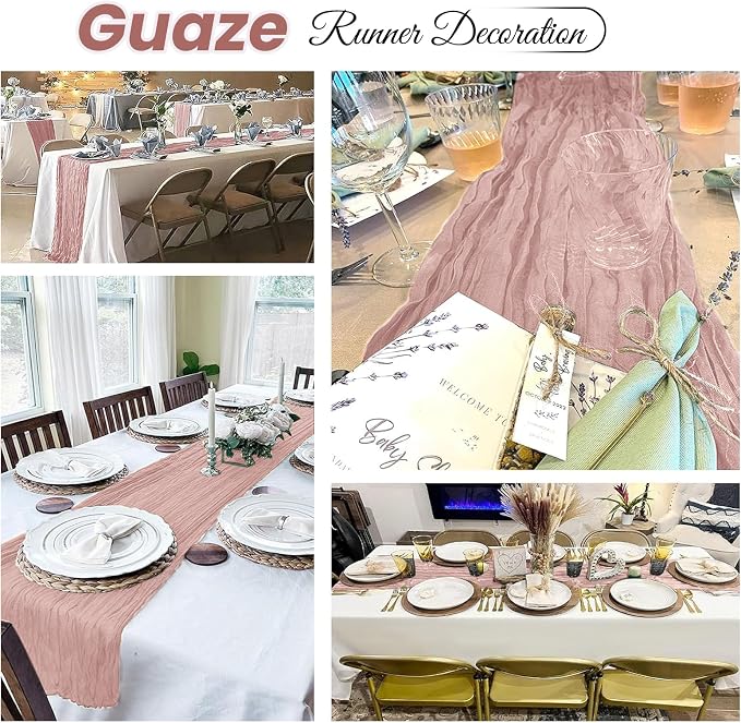 8 Pack Dusty Pink Cheesecloth Table Runner 20 x 120 inch Gauze Table Runners 10 - Image 4