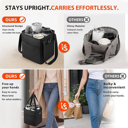 4 Cup Drink Carrier Bag, Insulated Cup Caddy - Image 8