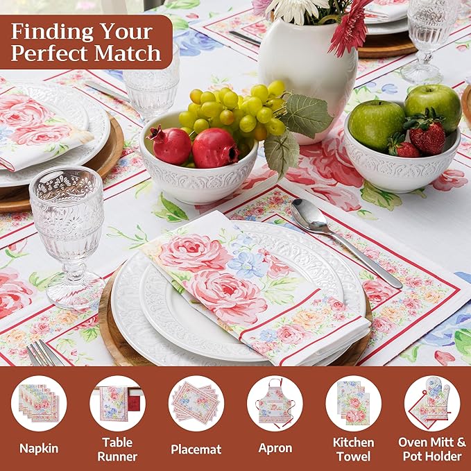 Maison d' Hermine Table Cloth Rectangle Table 100% Cotton 70 x 90 Inches Tablecloth Reusable Decorative for Dining Room Farmhouse Home Valentines Day Decorations Spring Summer - Vintage Floral