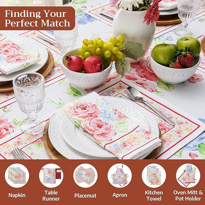 Maison d' Hermine Table Cloth Rectangle Table 100% Cotton 70 x 90 Inches Tablecloth Reusable Decorative for Dining Room Farmhouse Home Valentines Day Decorations Spring Summer - Vintage Floral