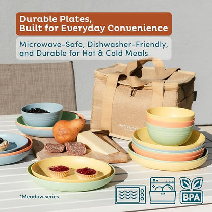 8-Pack Reusable Wheat Straw Plates Set - Image 3