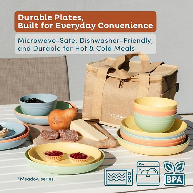 8-Pack Reusable Wheat Straw Plates Set - Image 3