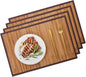 Bamboo Placemats with Fabric Border Set of 4 Natural Bamboo Rectangular Rolling Table Mats for Dining Kitchen Table Heat Resistant Table Protection Light Brown