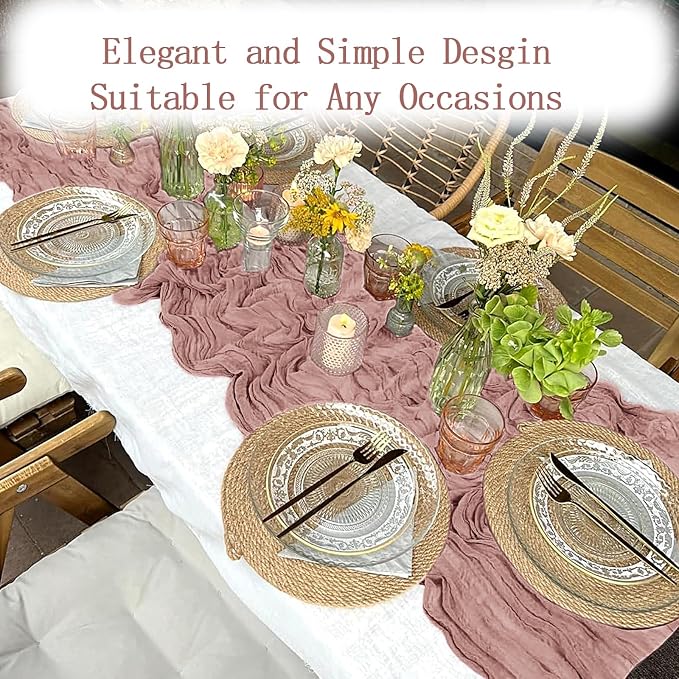 4 Pack Dusty Pink Cheesecloth Table Runner 20 x 120 inch Gauze Table Runners 10 - Image 5