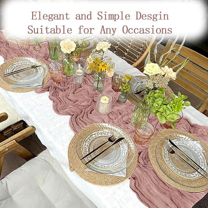 4 Pack Dusty Pink Cheesecloth Table Runner 20 x 120 inch Gauze Table Runners 10 - Image 5
