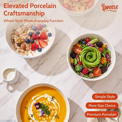 Sweese 24 oz Ceramic Cereal Bowl Set of 4, Round Serving Bowl - Image 6