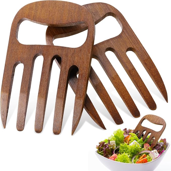 Patelai 2 Pieces Bamboo Salad Hands, Salad Servers Bamboo Serving Hands Latest by Patelai