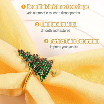 Napkin Rings Set of 8 Silver Set of 8 Napkin Rings Christmas, Holidays, Thanksgiving (Christmas Tree-1)