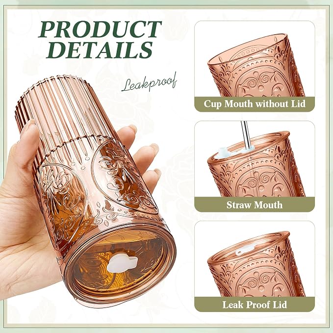 12 Set 20oz Vintage Plastic Tumbler - Image 3