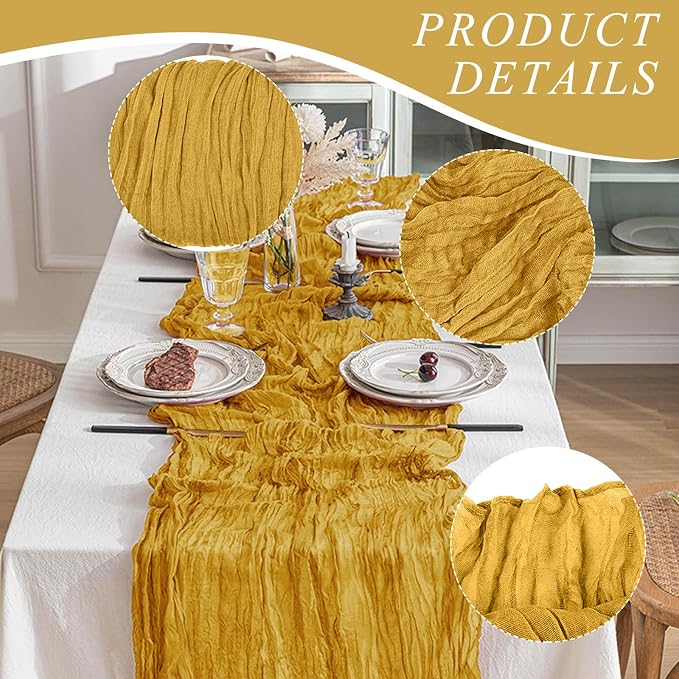 6 Pack Cheesecloth Table Runner 10Ft Christmas Gauze Boho Table Runners - Image 3