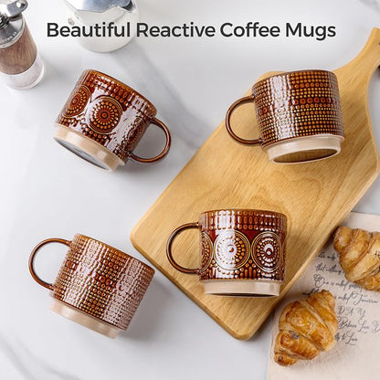 GBhome 16 oz Coffee Mugs Set of 4, Stackable Ceramic Coffee Cups Set | Modern - Image 5