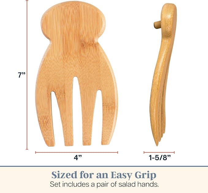 Totally Bamboo Salad Hands, Wood Salad Tongs Alternative - Image 4