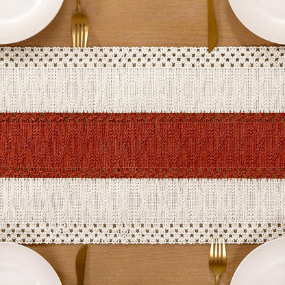 Boho Table Runner Summer Farmhouse Rustic Dining Dresser Scarf Home Decor | - Image 2